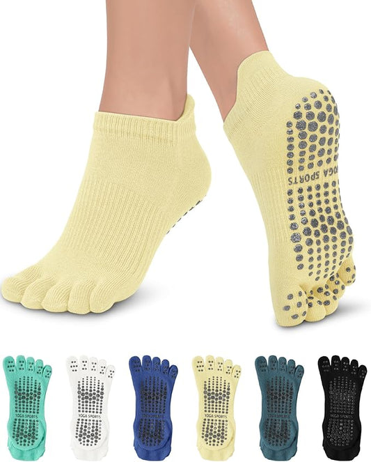 3/6 Pairs Grip Pilates Socks for Women, Non-slip Yoga Athletic Socks for Barre Ballet Barefoot Workout Hospital