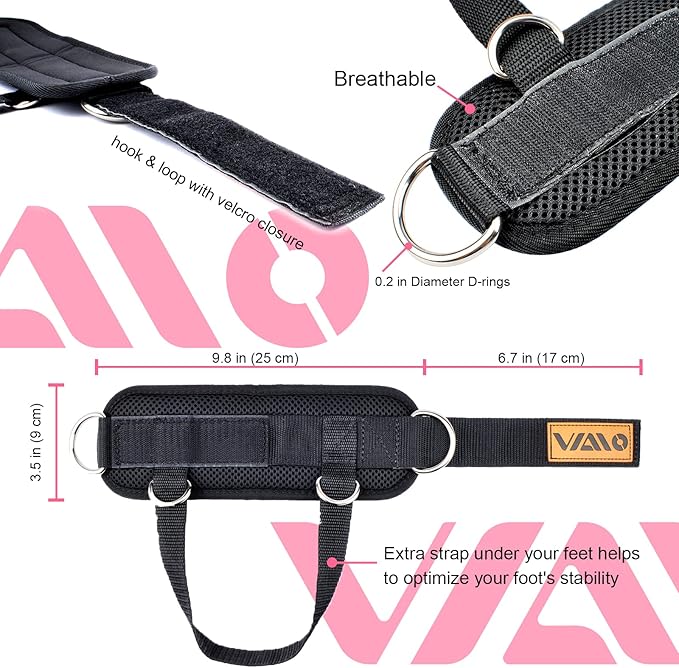 VAIIO Ankle Straps for Cable Machines,Adjustable Comfort fit Neoprene, Reinforce Double D-Ring - Premium Ankle Cuffs to Improve Abdominal Muscles, Lift The Butts, Tone The Legs for Men & Women