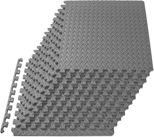 ProsourceFit Puzzle Exercise Mat ½ in, EVA Interlocking Foam Floor Tiles for Home Gym, Mat for Home Workout Equipment, Floor Padding for Kids