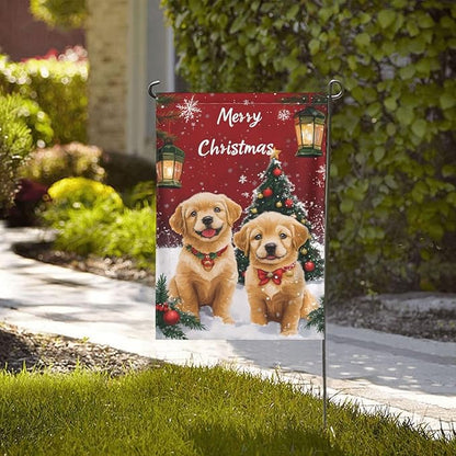 Christmas Dog Garden Flag 12x18 In Double Sided Yard Flags Lawn Sign Decor No Flagstand
