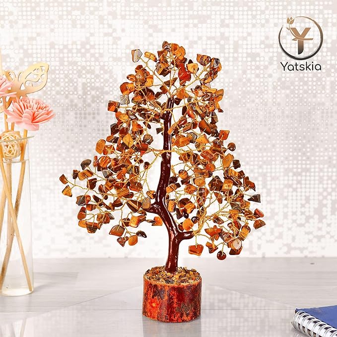 YATSKIA Tiger Eye Crystal Tree - Gemstone Tree of Life - Tiger Eye Stone - Chakra Gifts - Crystal Décor - Feng Shui Decor - Spiritual Gifts for Women
