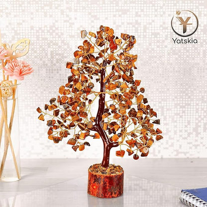 YATSKIA Tiger Eye Crystal Tree - Gemstone Tree of Life - Tiger Eye Stone - Chakra Gifts - Crystal Décor - Feng Shui Decor - Spiritual Gifts for Women