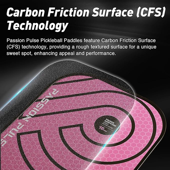 Pickleball Paddles 2025,Raw Carbon Fiber Surface（CFS） 16mm T700 High Grit & Spin, Pro Pickle Ball Paddles Designed for Ultimate Spin & Consistency
