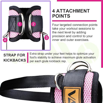 VAIIO Ankle Straps for Cable Machines,Adjustable Comfort fit Neoprene, Reinforce Double D-Ring - Premium Ankle Cuffs to Improve Abdominal Muscles, Lift The Butts, Tone The Legs for Men & Women