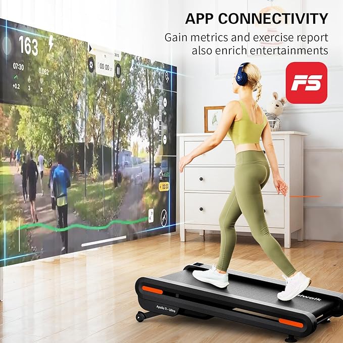 Walking Pad Treadmill with Auto Incline - 18"x43" Wide Full Deck 6 Levels 12% Incline, Portable Under Desk Treadmill for Home Gym Office, 350lbs Capacity, 3.0HP Quiet, Upright Stand Space-Saving, APP