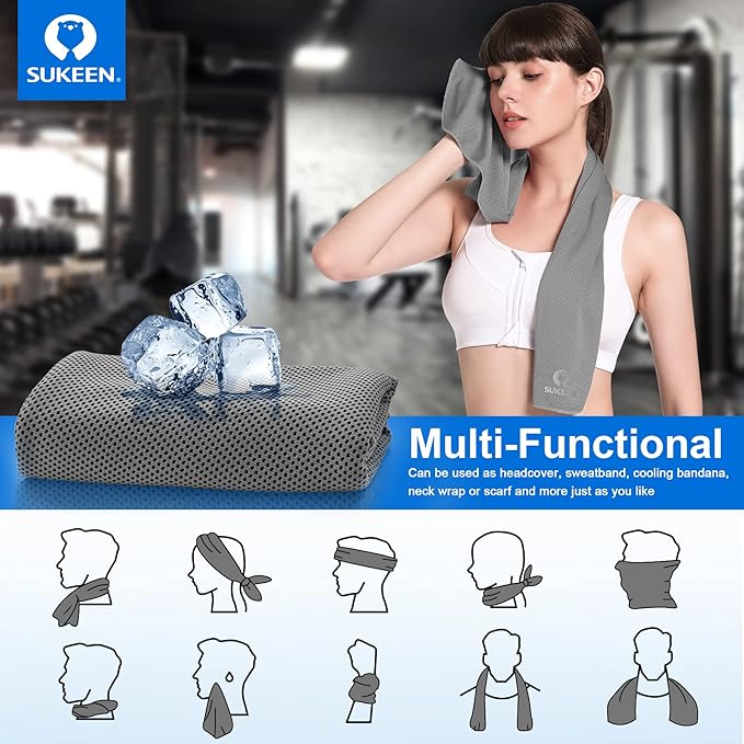 Sukeen [4 Pack Cooling Towel (40"x12"),Ice Towel,Soft Breathable Chilly Towel for Yoga,Sport,Running,Gym,Workout,Camping,Fitness,Workout & More Activities