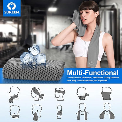 Sukeen [4 Pack Cooling Towel (40"x12"),Ice Towel,Soft Breathable Chilly Towel for Yoga,Sport,Running,Gym,Workout,Camping,Fitness,Workout & More Activities