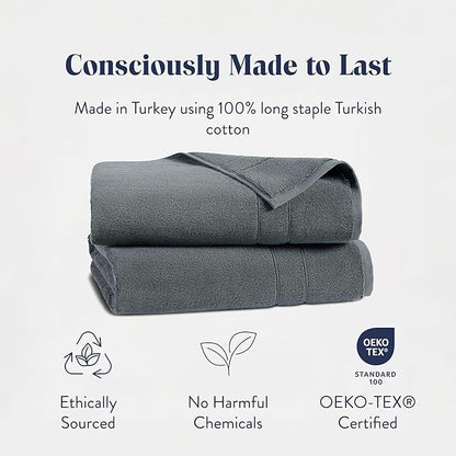 Brooklinen Super-Plush Turkish Cotton Bath Towels Set of 2 Cotton, 820 GSM, Machine Washable, Perfect Bath Towels for Bathroom, Spa & Shower (30" x 58", Slate Grey)