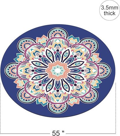 Round Meditation Pilates Yoga Mat Luxury Suede Large Yoga Mat Natural Rubber Non-Slip Base is ery Suitable for Meditation, Stretching, Yoga Environmental Protection, Fitness Exercise, Home and Outdoor. 140CM Diameter