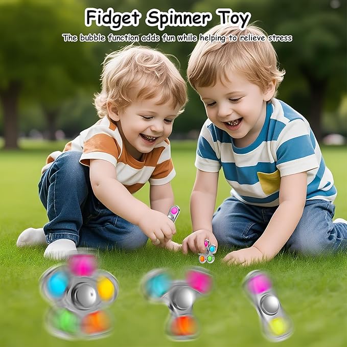 FIGROL Fidget Spinner 3 Pack Pop,Adult Fidget Toys for Adult Anxiety Relief, Spinners for Teen Boys Kid Birthday Gifts Prize(Silver)