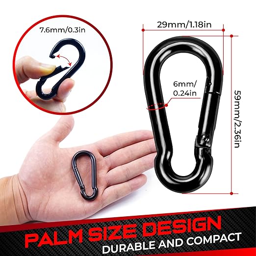 8Pcs 2.36In Spring Snap Hooks, Carabiner Clip, Heavy Duty Rope Connector, Quick Link Carabiners Spring Snap Hooks for Indoor and Outdoor Activity, Camping, Climbing, Fishing, Hiking