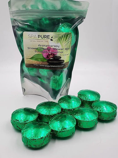 EUCALYPTUS SPEARMINT Aromatherapy Shower Bombs: 100% Natural/Organic Essential Oils - Transform Your Shower - Transform Your Mood (8 Count) Pack of 1