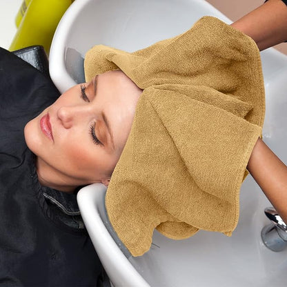Utopia Towels, Salon Towel, Pack of 24, Not Bleach Proof, 16 by 27 Inches, Highly Absorbent Cotton Towels for Hand, Gym, Beauty, Spa, and Home Hair Care, Beige