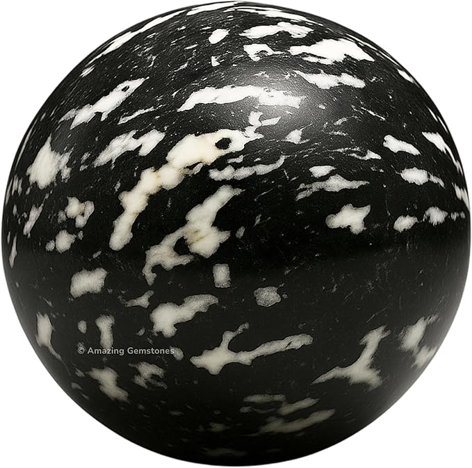 Amazing Gemstone Black and White Tourmaline Crystal Ball with Stand - 2" Inches Crystal Sphere Meditation Balls for Witchcraft and Decorative Balls