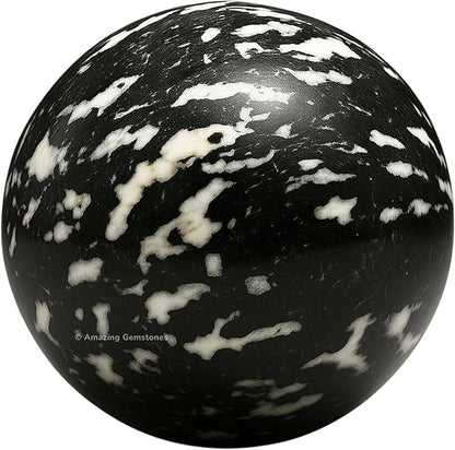 Amazing Gemstone Black and White Tourmaline Crystal Ball with Stand - 2" Inches Crystal Sphere Meditation Balls for Witchcraft and Decorative Balls