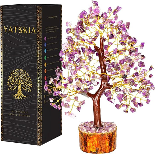 Amethyst Crystal Tree - Bonsai Trees, Balancing Tree, Crystal Gifts for Women, Crystal Tree for Positive Energy, Crytals and Gemstones, Good Luck Home Decor Tree of Life Seven Chakra Healing Stones