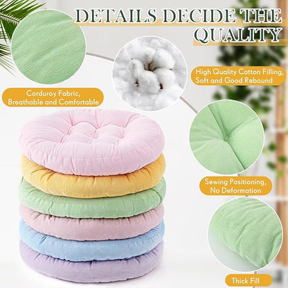 Jerify Round Floor Pillows Cushions 22 x 22 Inch Large Flexible Seating Cushion Classroom Furniture Floor Pillow for Home Daycare Preschool Yoga Meditation Gift (Pastel,6 Pcs)