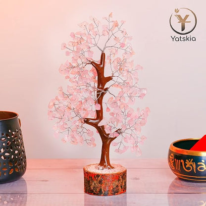 YATSKIA Rose Quartz Crystal Tree - Bonsai Tree of Life - Pink Room Decor - Desk Decorations for Women Office - Gemstones and Crystals - Stones and Crystals