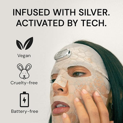 TAB SilverFusion Sheet Mask Pack with Toning Activator Pod – Silver-Infused Face Mask Set with Rechargeable Toning Device, Hydrating Sheet Masks for Men & Women