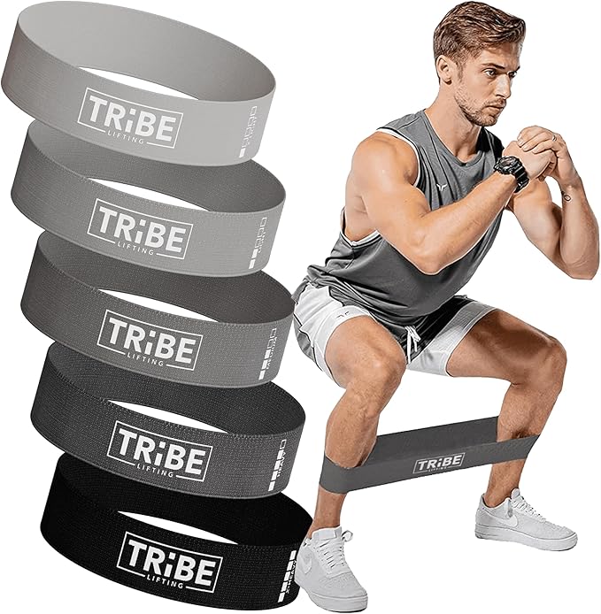 Tribe Lifting Fabric Resistance Bands for Glutes & Legs | 5 Fabric Workout Bands Set | Thick Booty Bands for Squats, Lunges, Hip Training, Physical Therapy & Home Workouts
