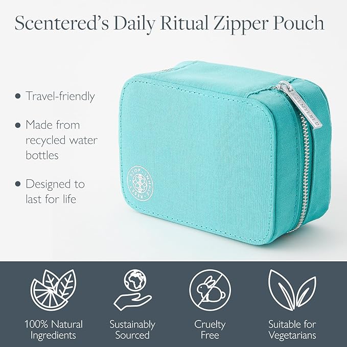 Scentered Aromatherapy Balm Stick Gift Set with Travel Pouch - Sleep, Focus, Stress-Relief, Mood Boost & Calm - 100% Natural Essential Oil Blends: Lavender, Chamomile, Rosemary, Cedarwood, Ylang Ylang