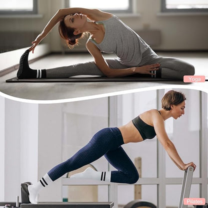 Pilates Socks with Grips for Yoga, Barefoot, Ballet, Barre, Hospital Non Slip Anti Skid Socks for Women and Men