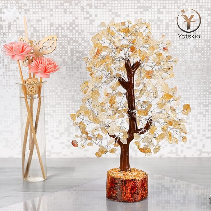Citrine Crystal Stone - Crystals Tree, Gem Tree, Bonsai Trees, Tree for Home, Crystal Tree of Life, Meditation Accessories, Fake Bonsai, Crystal Tree for Positive Energy, Arbol De La Abundancia