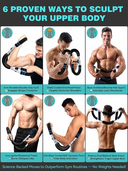 Twister Arm Trainer for Men - 40-100Lbs Adjustable Resistance Chest Workout Equipment - U Shaped Upper Body Muscle Strengthen Exerciser Device - Upgraded Gorilla Bar