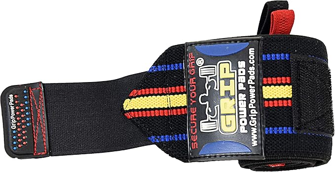 Grip Power Pads Wrist Wraps 2 Wraps for Weight Lifting Wrist Support Cotton Wraps Gym Bandage Straps for Men & Women Premium Quality & PRO Rubber
