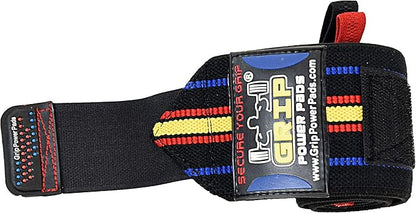 Grip Power Pads Wrist Wraps 2 Wraps for Weight Lifting Wrist Support Cotton Wraps Gym Bandage Straps for Men & Women Premium Quality & PRO Rubber
