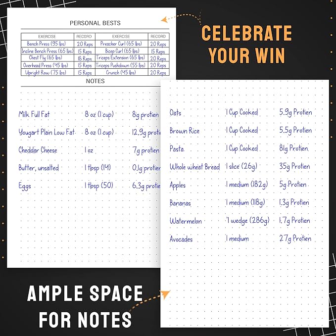 Nextnoid Hardcover Fitness & Food Journal - Workout & Meal Planner Notebook for Women & Men - A5 Sturdy Food Tracker Journal to Track Diet, Gym & Home Workouts - Beige