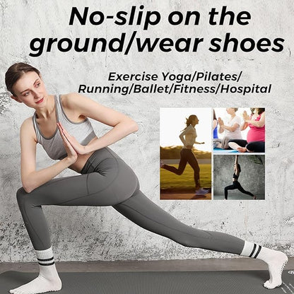 3/6 Pairs Cute Pilates Socks with Grips,Yoga Socks Barre Sock Non Slip Embroidery for Barre Ballet Barefoot Workout
