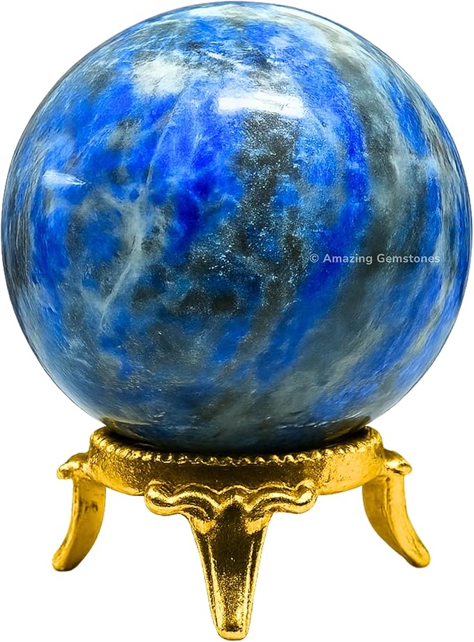 Amazing Gemstone Lapis Lazuli Crystal Ball with Stand - 2" Inches Crystal Sphere Meditation Balls for Witchcraft and Decorative Balls