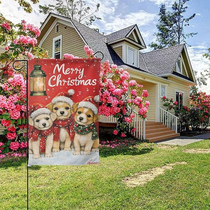 Christmas Dogs Garden Flag 12x18 In Double Sided Yard Flags Lawn Sign Decor No Flagstand
