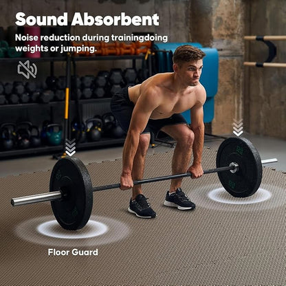 Home Gym Mat, Puzzle Exercise Mat, EVA Interlocking Foam Floor Tiles for Home Workout Equipment and Kids' Play Areas -, 24 in x 24 in x ½ in, Brown 36 Tiles