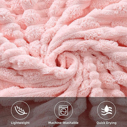 40x80 Inches Oversized Bath Sheets Extra Large Bath Towels Set of 6 for Adults Super Soft Quick Dry Lightweight Lint Free Absorbent Stripe Microfiber Shower Towels (Pink+White, 6 Piece)