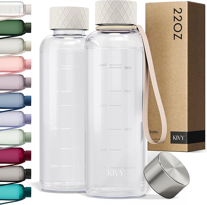 KIVY Tritan Water Bottle 2nd Generation (Cream Clear, 22oz)