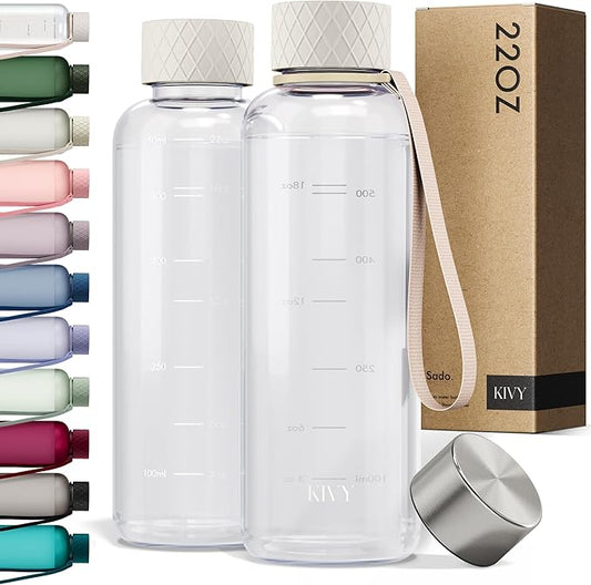 KIVY Tritan Water Bottle 2nd Generation (Cream Clear, 22oz)