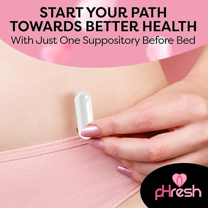 pHresh Boric Acid Suppositories for Women, Suppositories for Odor Use, Natural Feminine Care Supports Vaginal Health & Promotes Healthy pH Balance - Made in USA