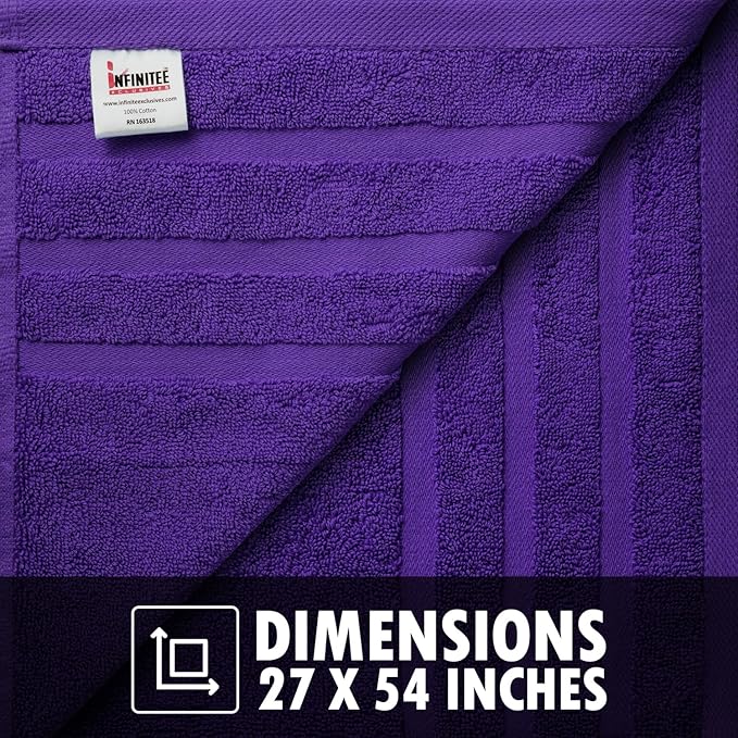 Infinitee Xclusives 100% Cotton Luxury Bath Towels Set of 2 (27x54 Inches) (Profound Purple, Bath Towels - Pack 2)