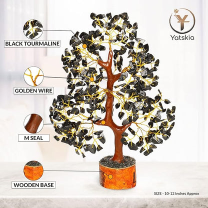 YATSKIA Black Tourmaline Crystal Tree of Life - Money Tree - Birthday Gifts for Women - Chakra Crystals and Stones - Positive Energy Gifts