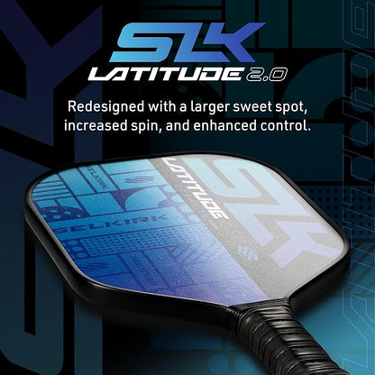 SLK Latitude 2.0 Pickleball Paddle | G4 Graphite Pickleball Paddle Face | Rev-Core+ Technology with SpinFlex Surface | Redesigned for Performance and Control