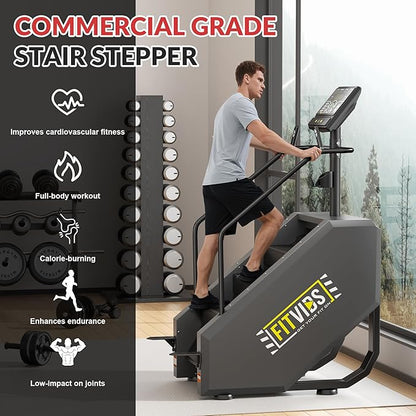 Fitvids Stair Stepper Machine, Commercial Grade Stair Climber with 15 Resistance Levels, Continuous Stair Stepping Machine for Cardio and Lower Body Workouts, LED Screen, Exercise Machine for Home Gym
