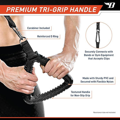 Bionic Body Tri-Grip Single Handle with Carabiner Clip Workout Resistance Tube Accessory BBTG-005, 2.50 x 7.00 x 8.00 inches