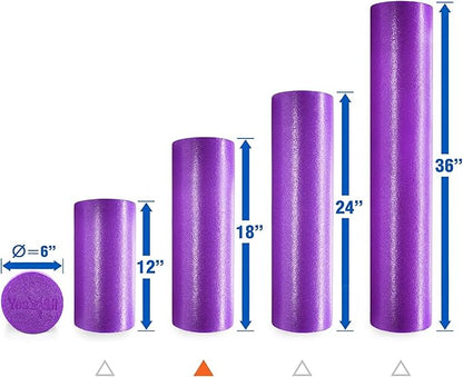 Yes4All Medium Firm Round PE Foam Roller 12, 18, 24, 36 Inches for Pilates, Yoga, Stretching, Balance & Core Exercises