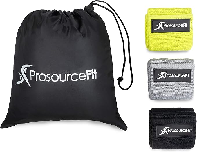 ProsourceFit Fabric Loop Resistance Bands Set with Anti-Slip Grip, Mini Workout Bands for Fitness Training to Tone Legs, Glutes and Booty