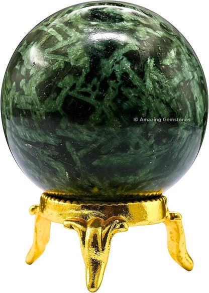Amazing Gemstone Flower Stone Crystal Ball with Stand - 2 Inches Crystal Sphere Meditation Balls for Witchcraft and Decorative Balls