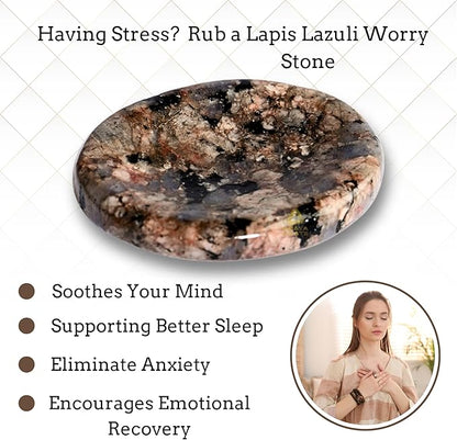 Que Sera Worry Stones – Crystal Thumb Worry Stone for Anguish, Stress – Relaxing & Soothing Balance Stones for Meditation, Relief – Healing Stones & Crystals for Men, Women