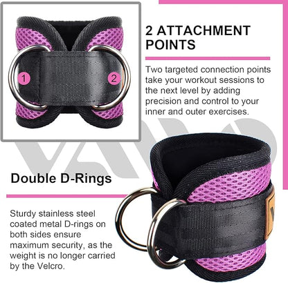VAIIO Ankle Straps for Cable Machines,Adjustable Comfort fit Neoprene, Reinforce Double D-Ring - Premium Ankle Cuffs to Improve Abdominal Muscles, Lift The Butts, Tone The Legs for Men & Women