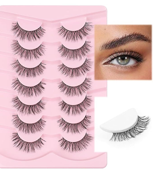 Lashes False Eyelashes Natural Lashes Wispy Eyelashes 13mm Lashes Pack Thin Memory Band Volume Wispy Lashes Soft Strip Lashes C Curl Natural Eyelashes Fake Lashes 7 Pair EVENTILL
